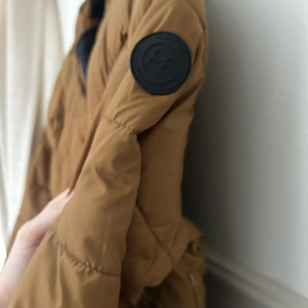 Perry Ellis Boys Size 14/16 Tan Brown Quilted Winter Jacket Coat